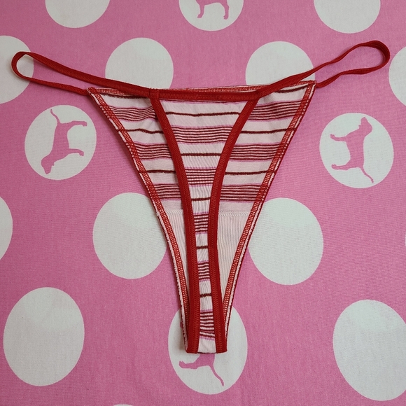Rare VTG VS PINK Graphic Cotton Low Rise V-string Thong Panty Size Lg - Picture 3 of 6